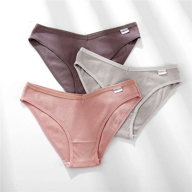 3 Pieces Set Of Women's Underwear Cotton Sexy Panties