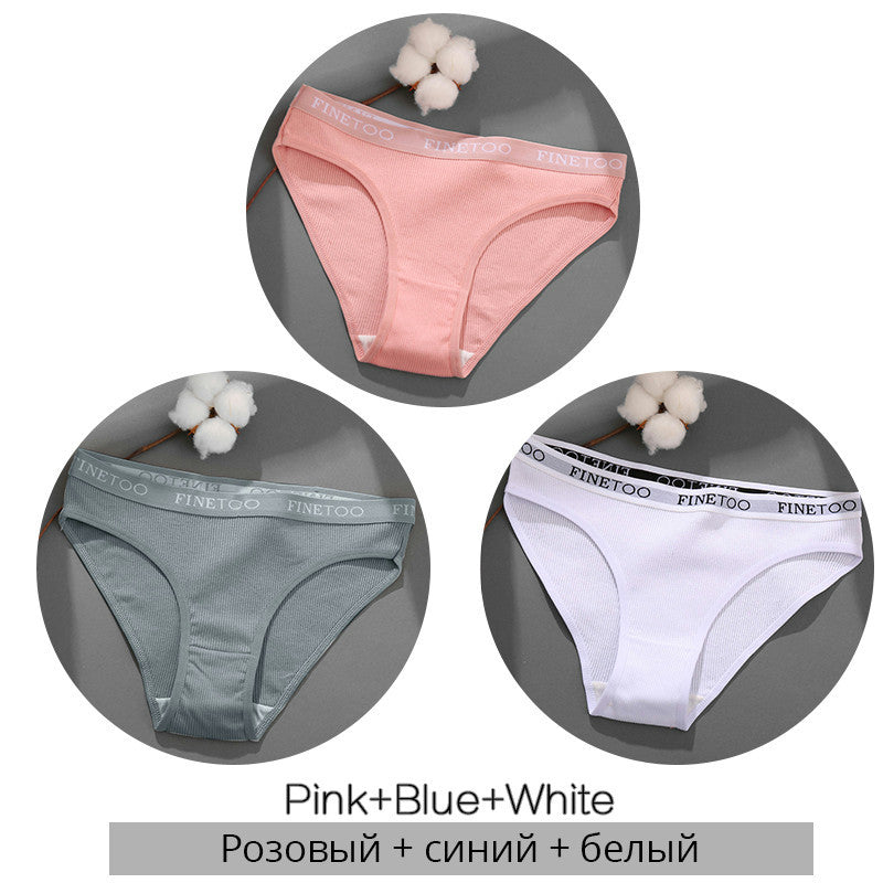 3 Pieces Set Of Women's Underwear Cotton Sexy Panties
