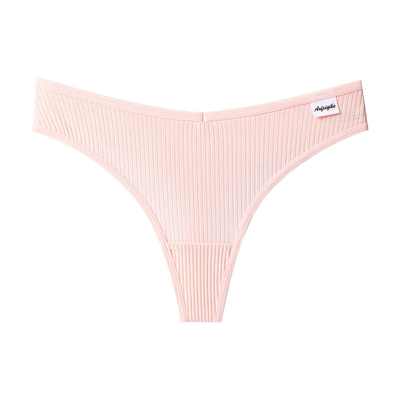 New Japanese Threaded Cotton Underwear Women's Breathable Low-waist Seamless Cotton Girls Narrow-side Briefs Students