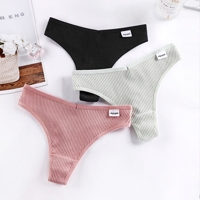 New Japanese Threaded Cotton Underwear Women's Breathable Low-waist Seamless Cotton Girls Narrow-side Briefs Students