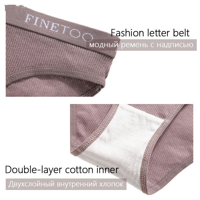 3 Pieces Set Of Women's Underwear Cotton Sexy Panties
