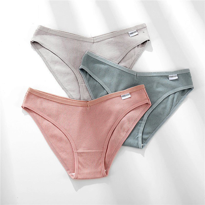 3 Pieces Set Of Women's Underwear Cotton Sexy Panties