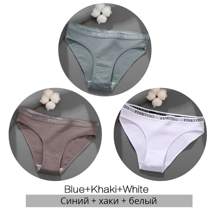 3 Pieces Set Of Women's Underwear Cotton Sexy Panties