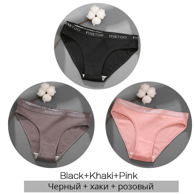 3 Pieces Set Of Women's Underwear Cotton Sexy Panties