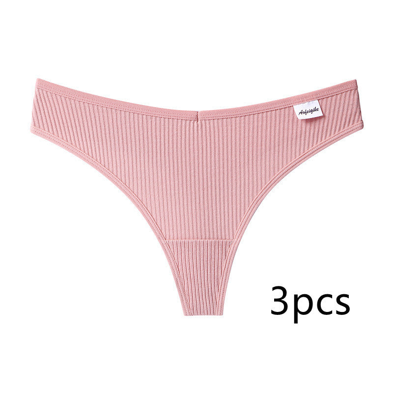 New Japanese Threaded Cotton Underwear Women's Breathable Low-waist Seamless Cotton Girls Narrow-side Briefs Students