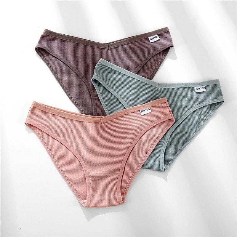 3 Pieces Set Of Women's Underwear Cotton Sexy Panties
