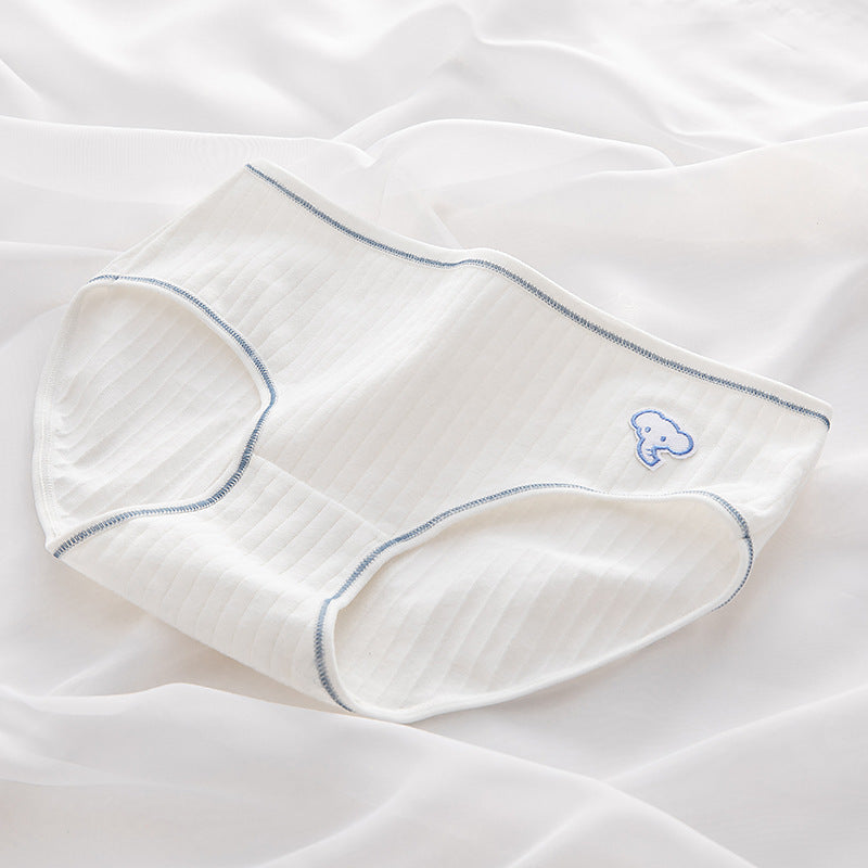 Women's Pure Color Simple Cute Cartoon Comfortable Breathable Underwear
