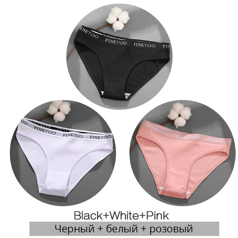 3 Pieces Set Of Women's Underwear Cotton Sexy Panties