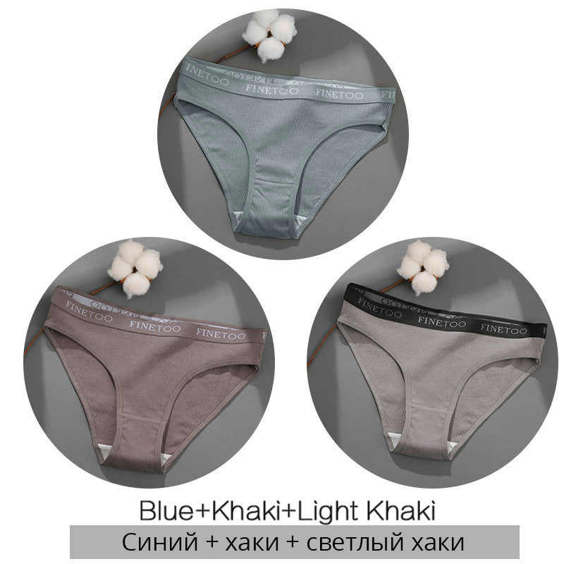 3 Pieces Set Of Women's Underwear Cotton Sexy Panties