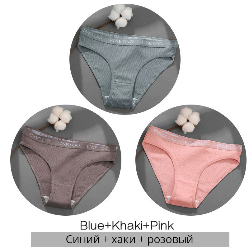 3 Pieces Set Of Women's Underwear Cotton Sexy Panties