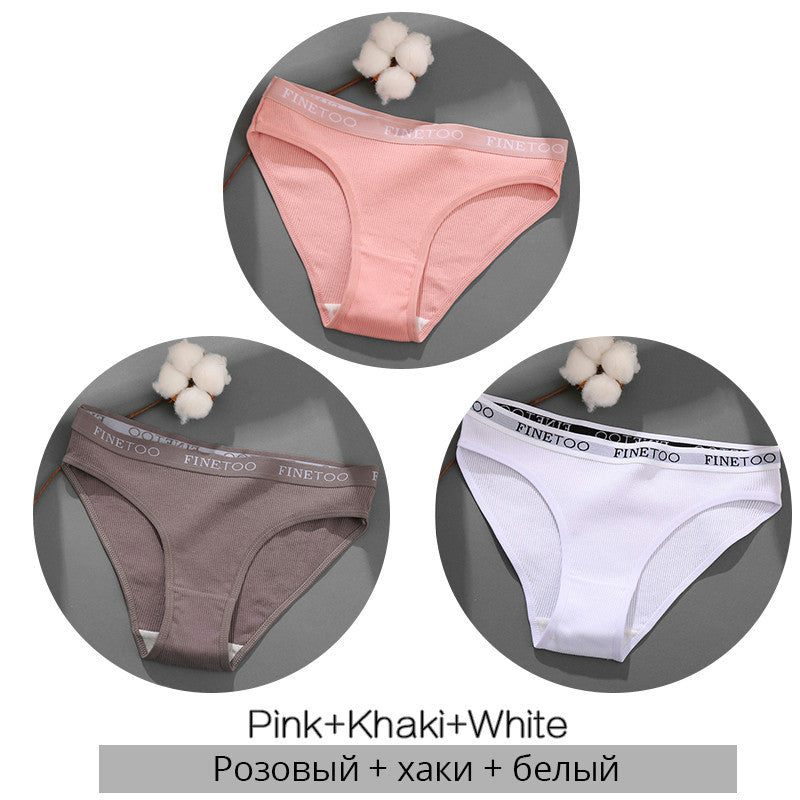 3 Pieces Set Of Women's Underwear Cotton Sexy Panties