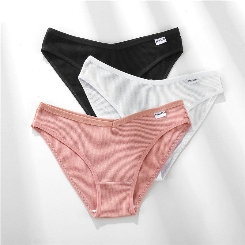 3 Pieces Set Of Women's Underwear Cotton Sexy Panties
