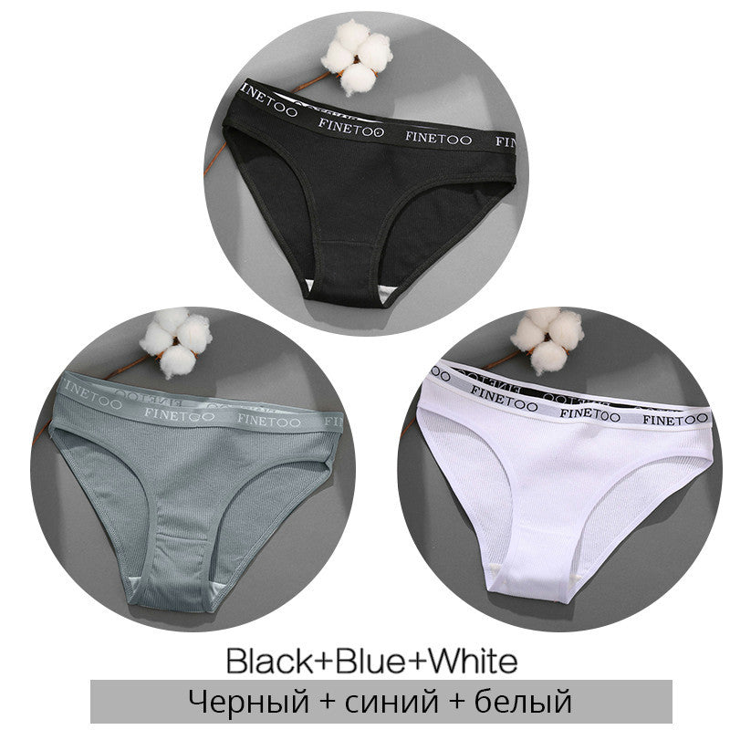 3 Pieces Set Of Women's Underwear Cotton Sexy Panties