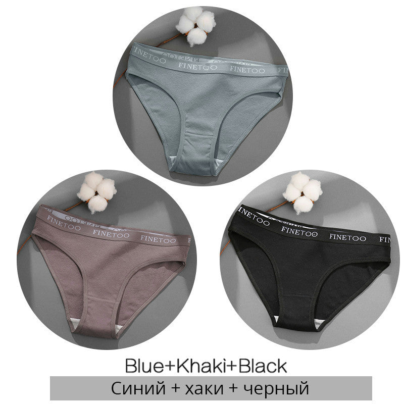 3 Pieces Set Of Women's Underwear Cotton Sexy Panties
