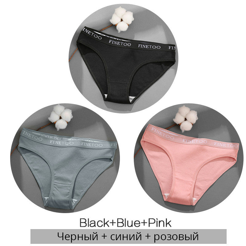 3 Pieces Set Of Women's Underwear Cotton Sexy Panties