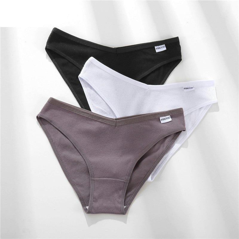 3 Pieces Set Of Women's Underwear Cotton Sexy Panties
