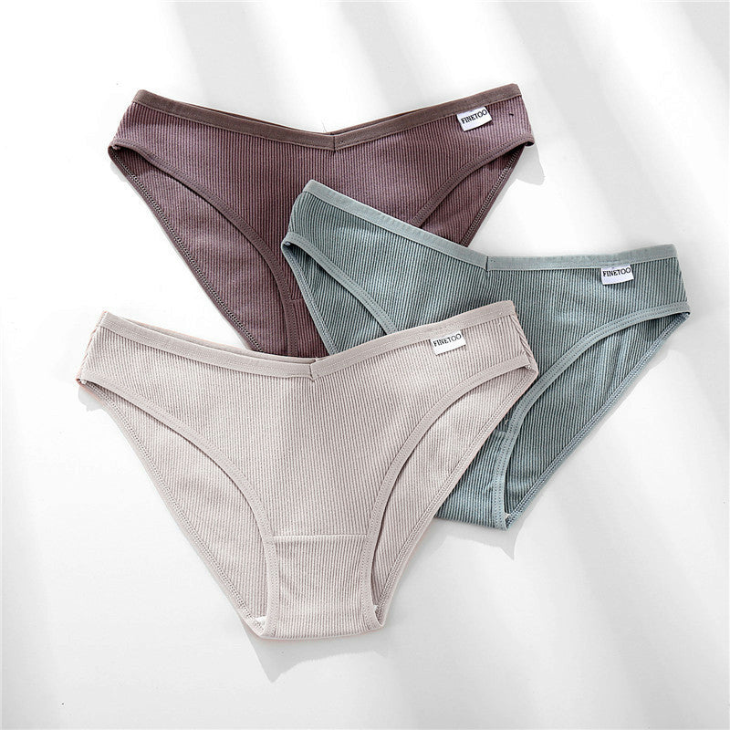3 Pieces Set Of Women's Underwear Cotton Sexy Panties