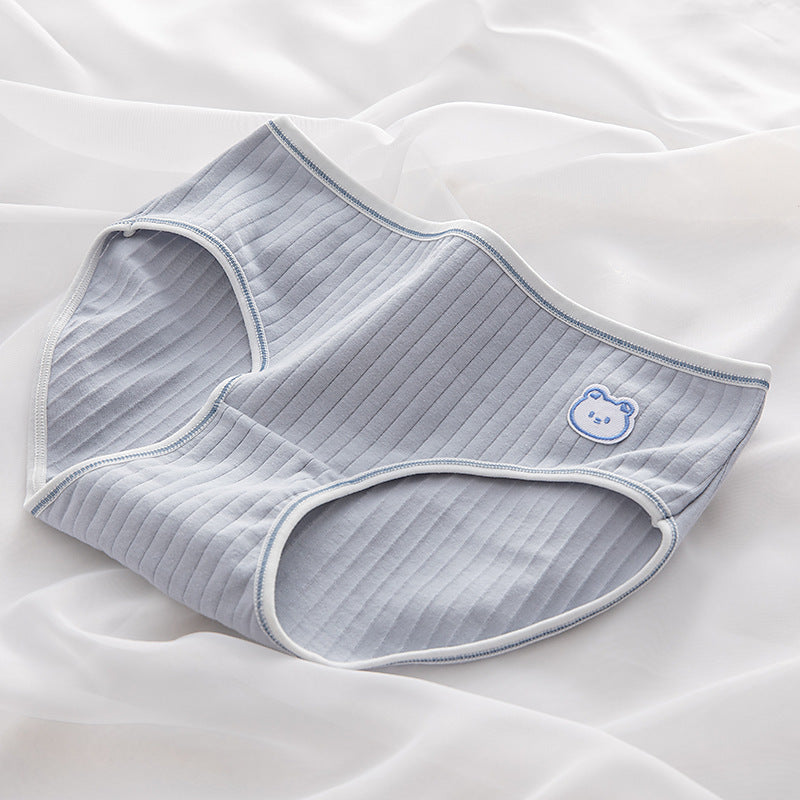 Women's Pure Color Simple Cute Cartoon Comfortable Breathable Underwear