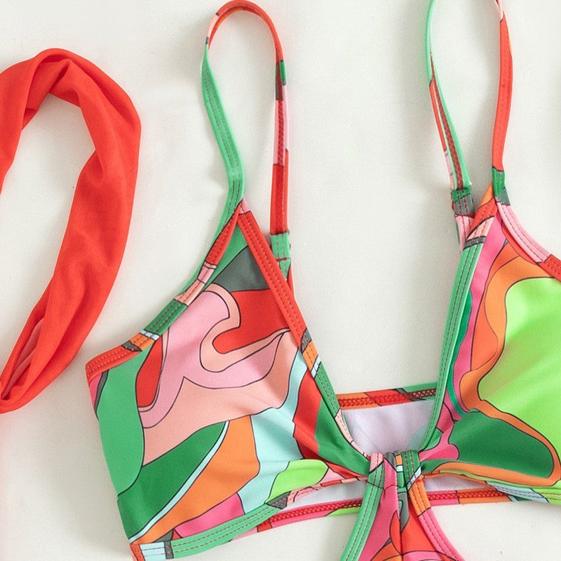 European And American Retro Printed One-piece Swimwear