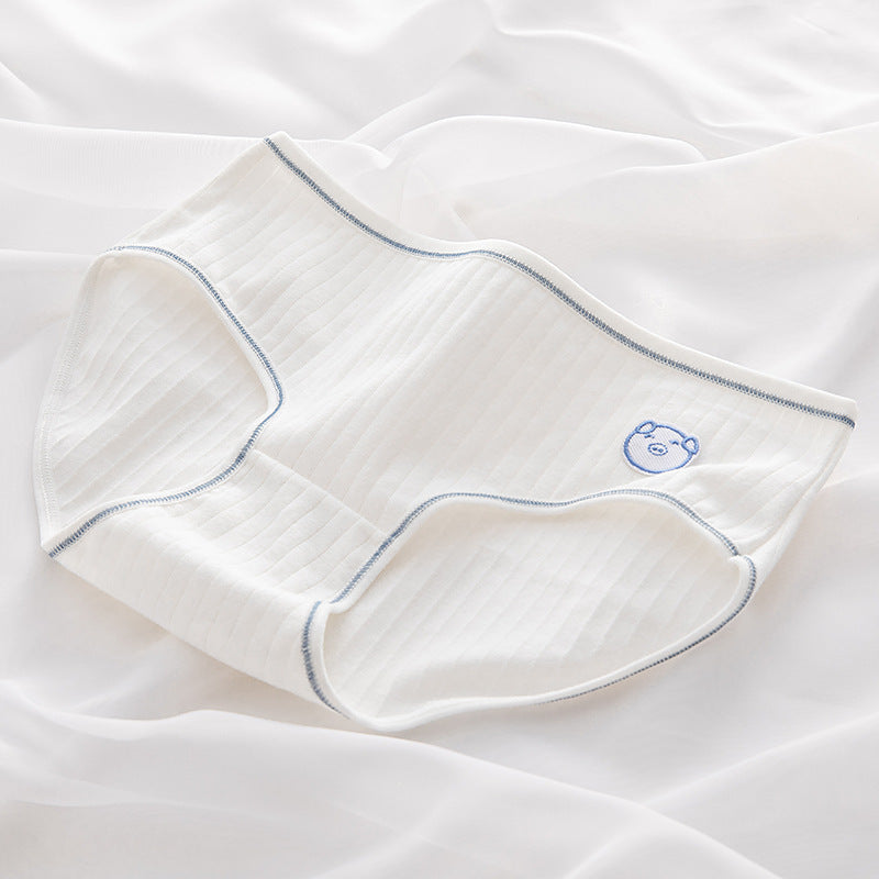 Women's Pure Color Simple Cute Cartoon Comfortable Breathable Underwear